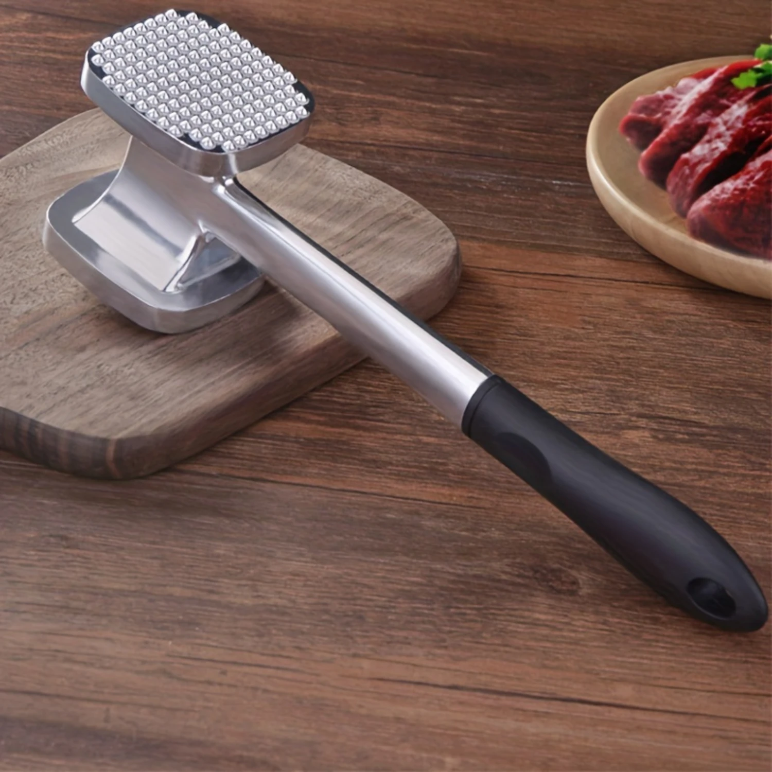 

1pc, Meat Hammer, Double-sided Meat Mallet, Aluminum Meat Pounder, Household, Meat Tenderizer, Meat Tenderizer Hammer, Meat Tend