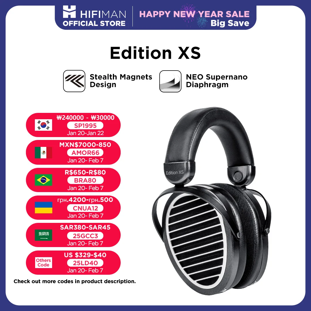 

HIFIMAN Edition XS Full-Size Over-Ear Open-Back Planar Magnetic Hi-Fi Headphones with Stealth Magnets Design Adjustable Headband