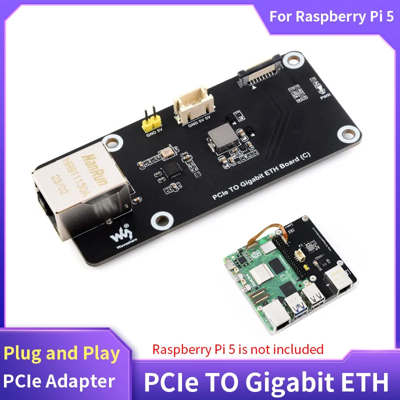 

Raspberry Pi 5 PCIe to Gigabit ETH Board (C) Plug And Play Driver-Free RTL8111H Chip PCIe Adapter with Acrylic Plate for RPi 5