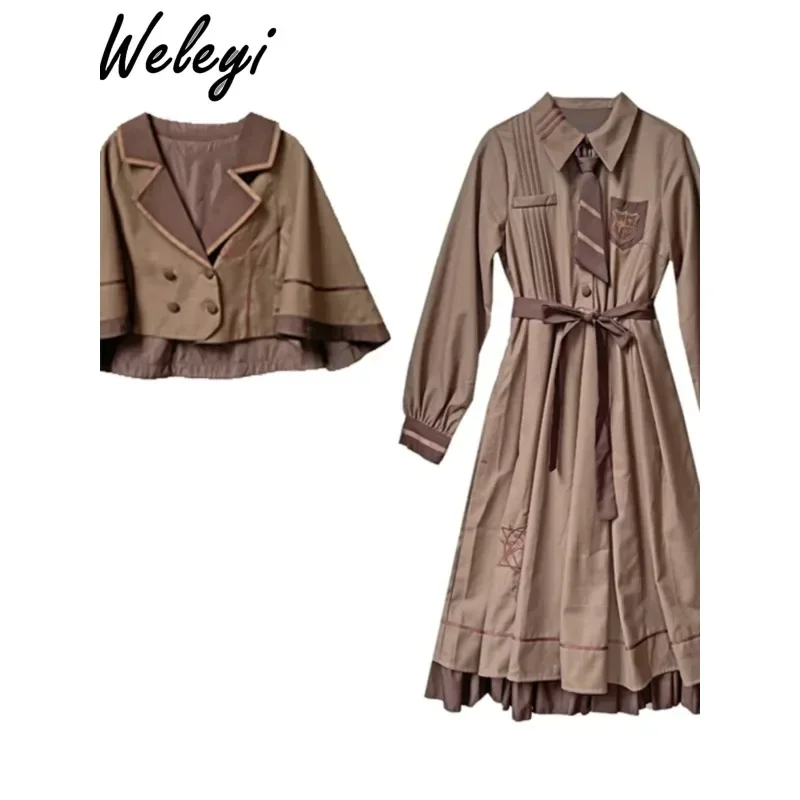 Imagem -05 - Lolita Vintage jk Vestido de Comprimento Médio para Mulheres Novo Estilo Francês Vestido e Capa de Princesa Manga Comprida Conjunto Peças Outono e Inverno