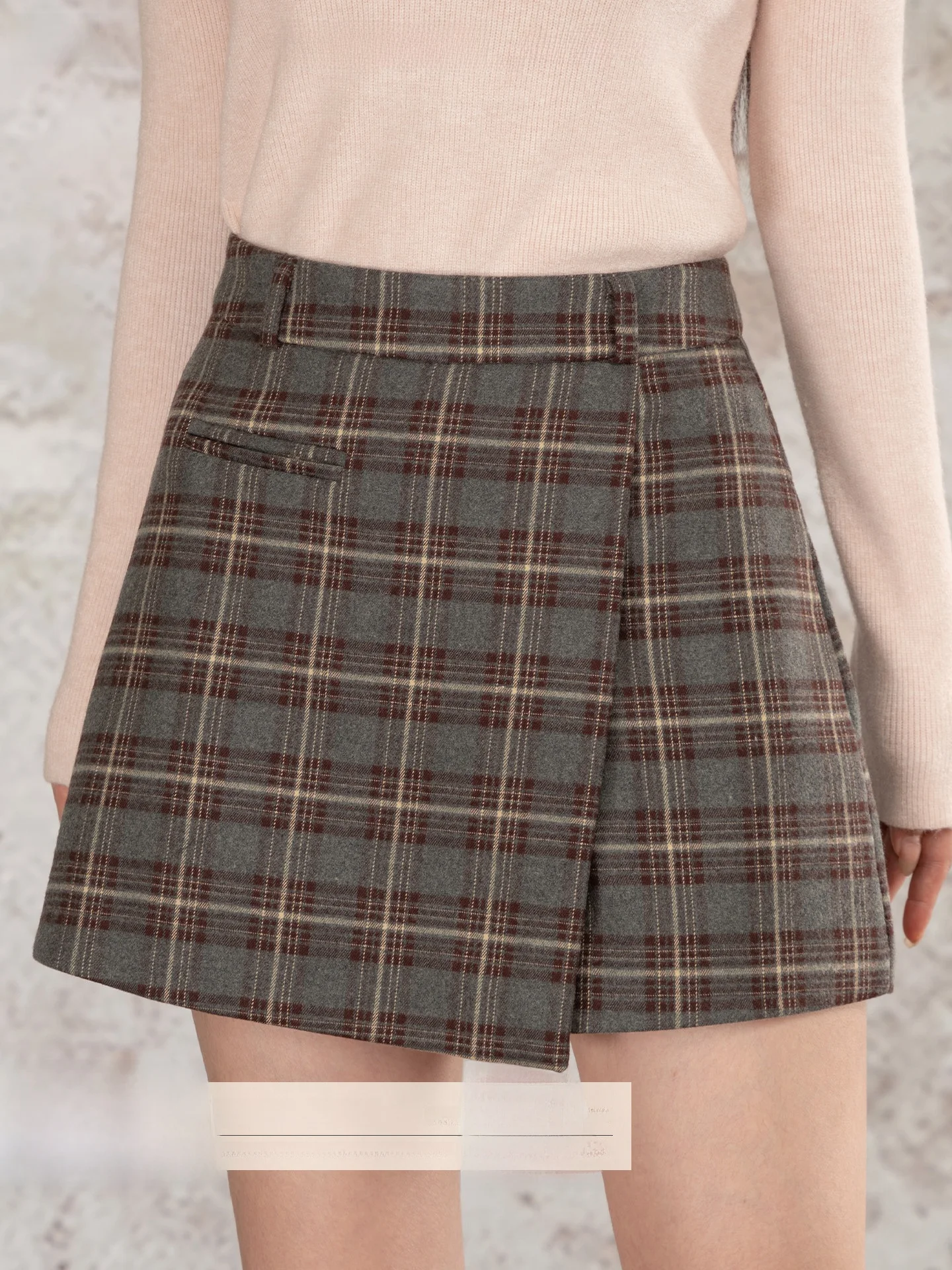 Loveheynew Retro Contrast Color Plaid High Waist Skirt Women's Autumn New Sle School orm Lengthening Leg Effect
