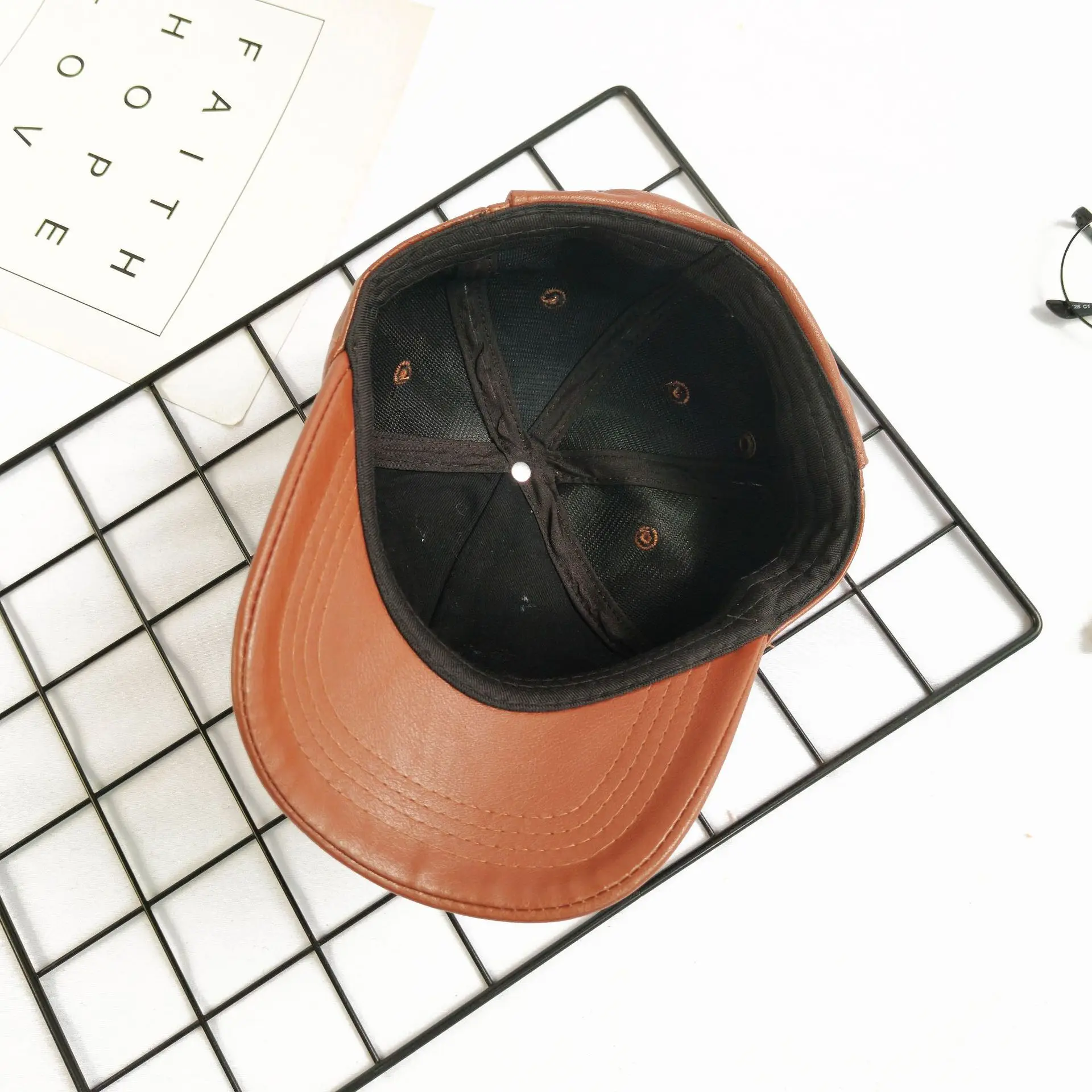 1PC Alle-spiel PU Leder Sonnenbrille Hut Hübsche Streetwear Pilot Gläser Hut Koreanischen Stil Persönlichkeit Schirmmütze – Detail 6