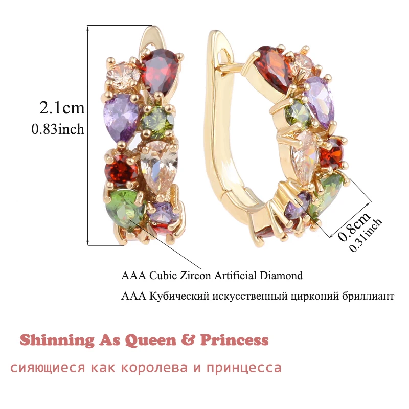 Hot Multicolor Fashion Jewelry Mona Lisa AAA Quality CZ Luxury Colorful Crystal Stud Earrings For Women Party Girl Gift AE199