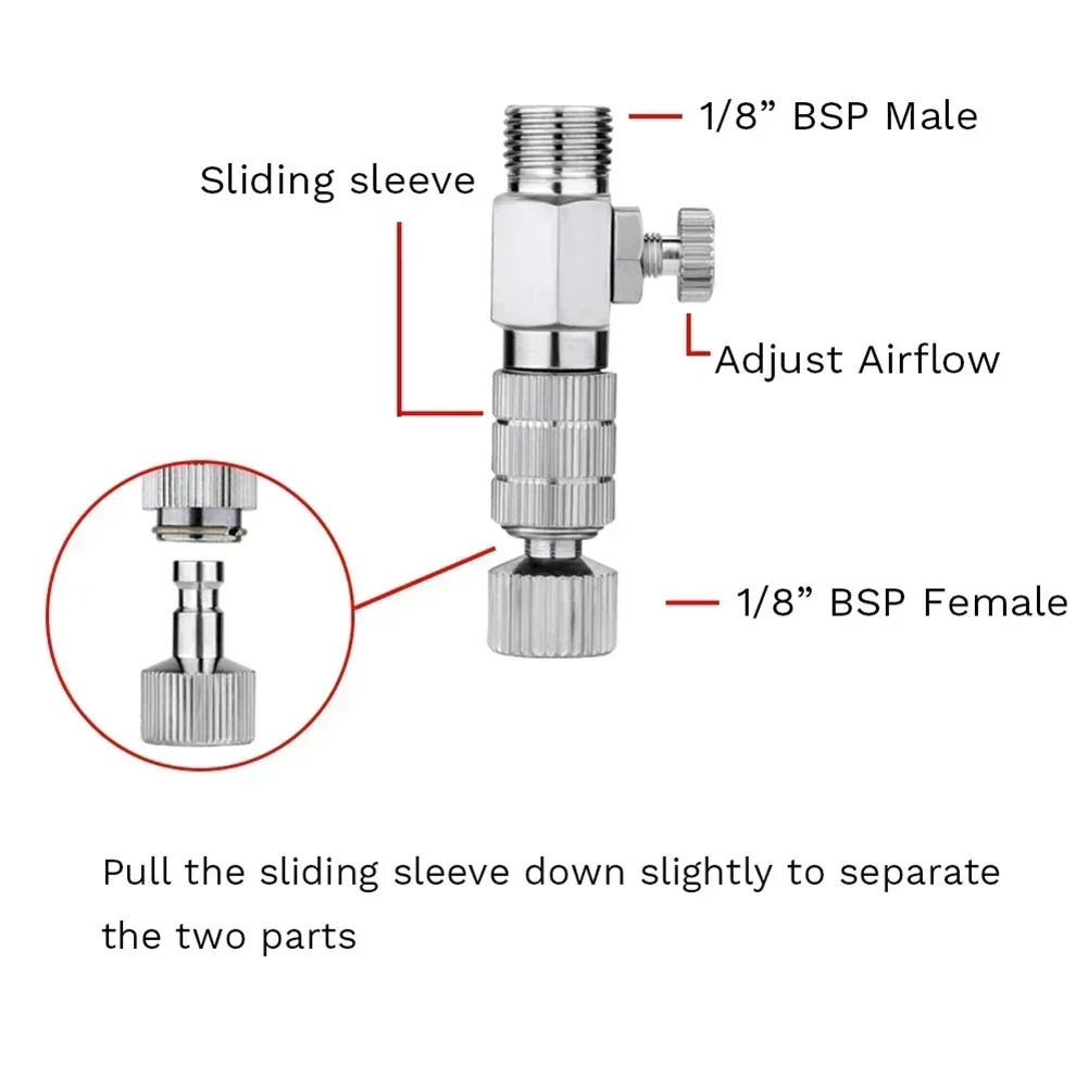 Airbrush Hose Adapter Quick Release Disconnect Release Coupling Adapter Connect For Tracheal Ligation Power Tool Accessories