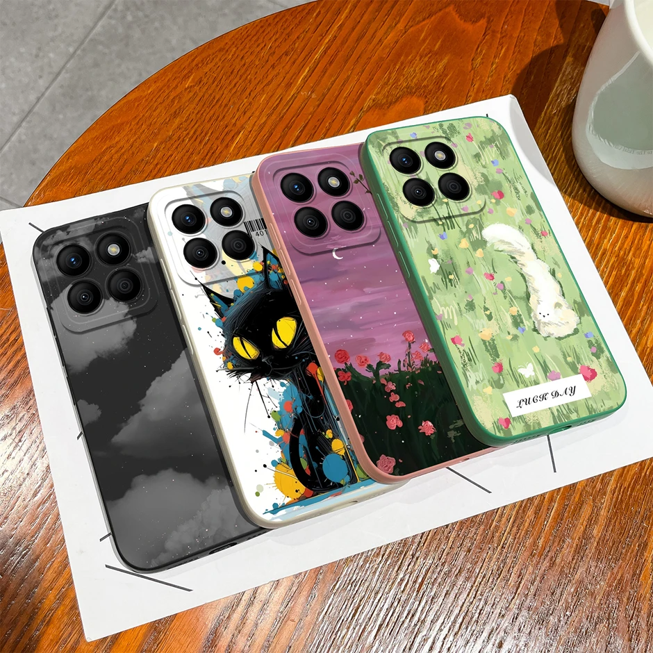 Cases For Honor X8b Sweet Girls Tulip Flowers Cartoon Pattern Smooth Liquid Shockproof Cover For Honor X8b Silicone Phone Funda