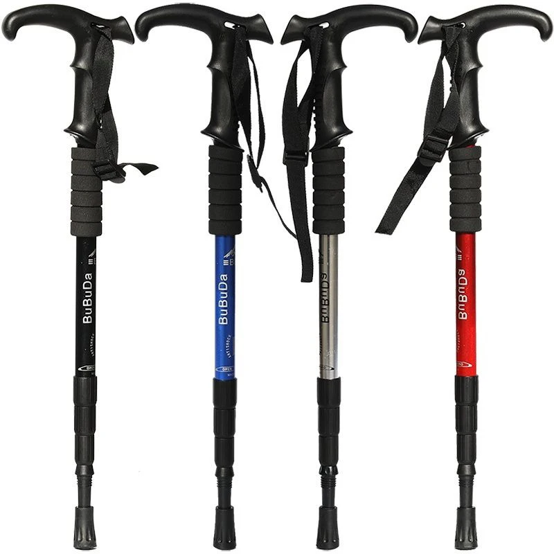 Lightweight hiking poles, foldable and extendable hiking trails, carrying the weight of healthy walking