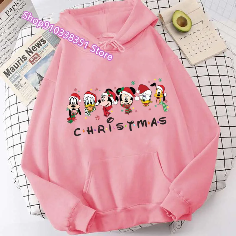 High Quality Minnie Mickey Mouse Pullover Hoodie Women Street Christmas Printing Y2k Sweatshirt Ins Spring Loose Long Sleeve