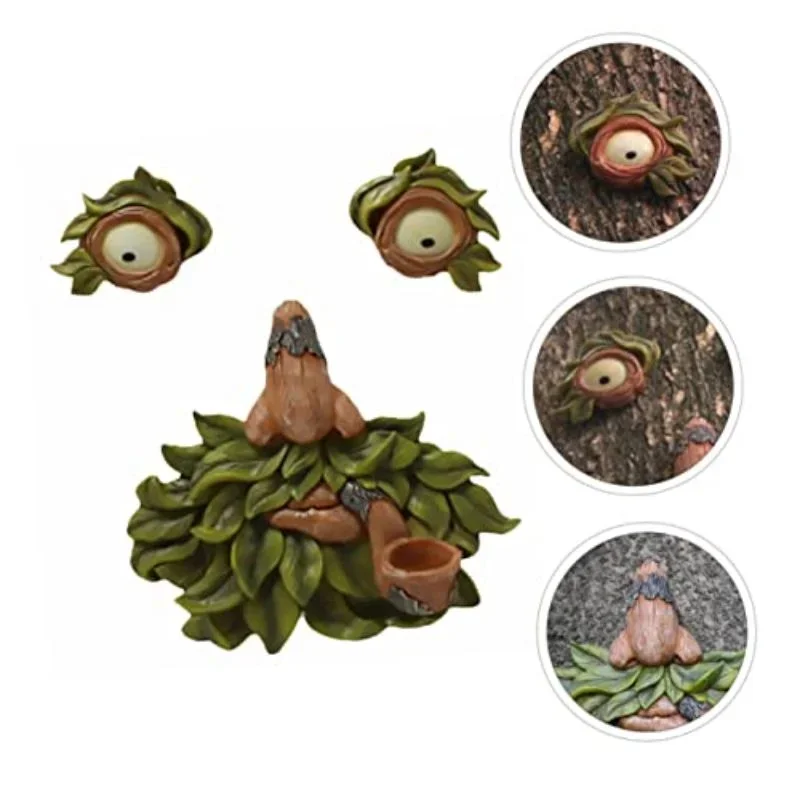 

Halloween Pipe Tree Face Decorative Tree Statue Outdoor Tree Face Decorative Bark Ghost Face Face Tree Face Bird Feeder