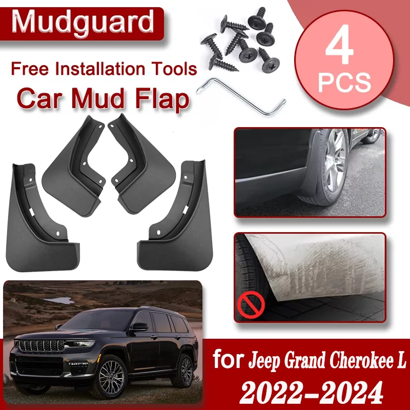 

4x Car Front Rear Mudguard For Jeep Grand Cherokee L WL75 2022-2024 Accessorie Anti-scratch Fender Antifreeze Mudguards Splash M