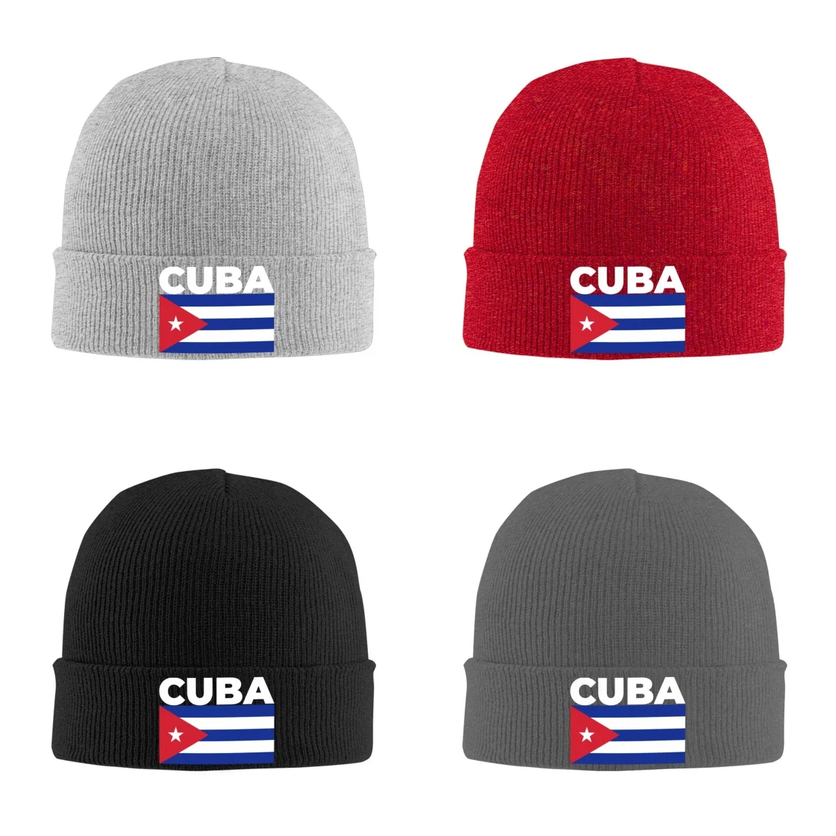 

Cool Cuba Flag Unisex Knitted Hat Outdoor Warm Men Solid Color Crimping Skullies Beanie Cap Hip Hop Winter Ski Caps