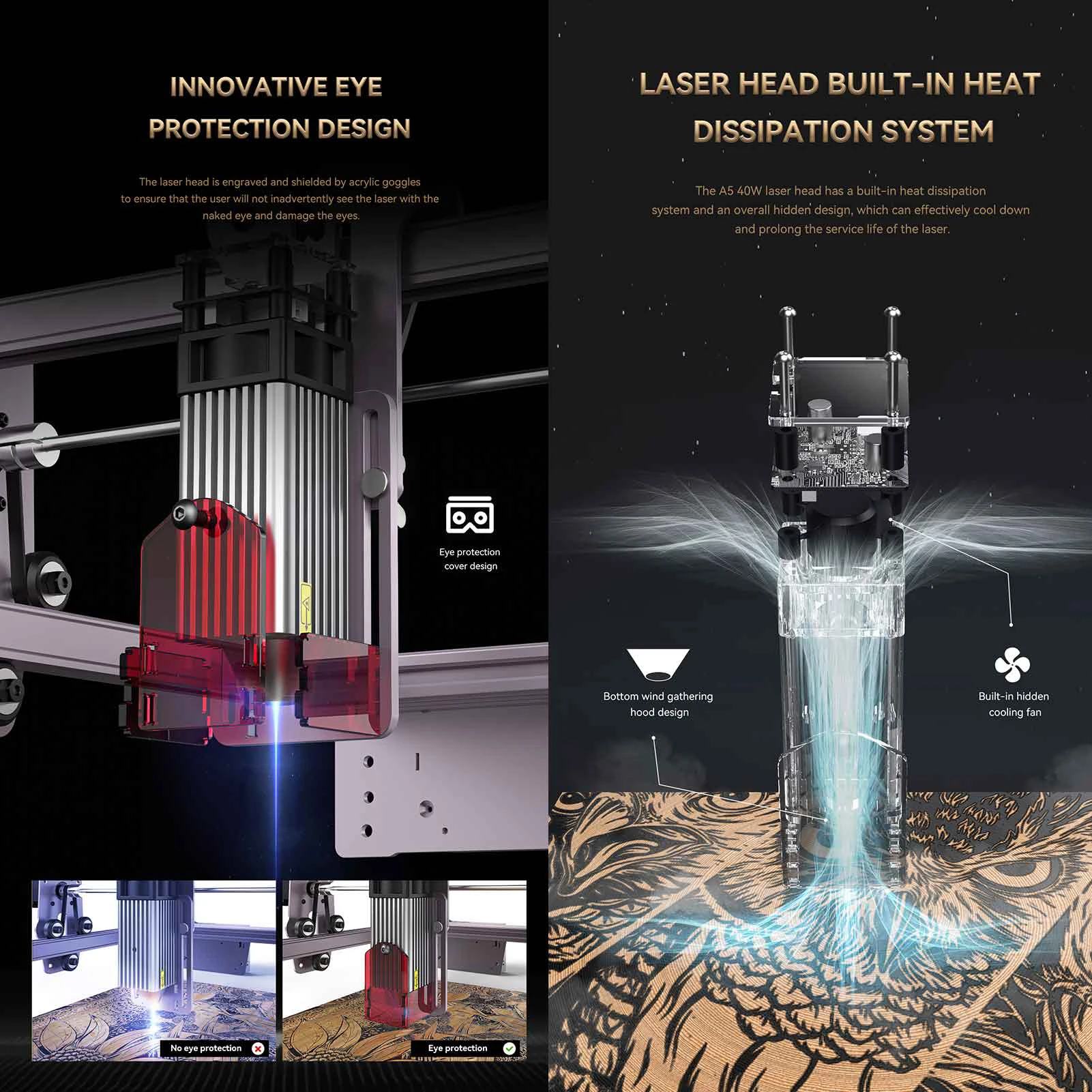 ATOMSTACK A5 Pro Incisore Laser 40W Macchina da Taglio per Incisione Laser per Legno Metallo 410x400mm Ampia compatibilità US