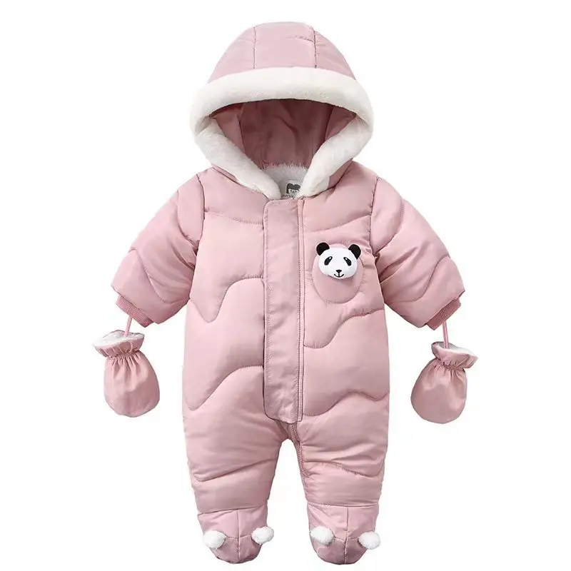 RAISE Korean Baby Boy Winter Jumpsuit 3D Panda Infant Boy Plus Velvet Warm Coat Baby Winter Romper Outfit Toddler Girl Snowsuits