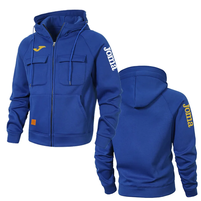 Joma Sudadera con capucha de Color puro para hombres jóvenes, ropa de trabajo de retazos con múltiples bolsillos, ajuste holgado, cómodo, nuevo estilo para primavera y otoño