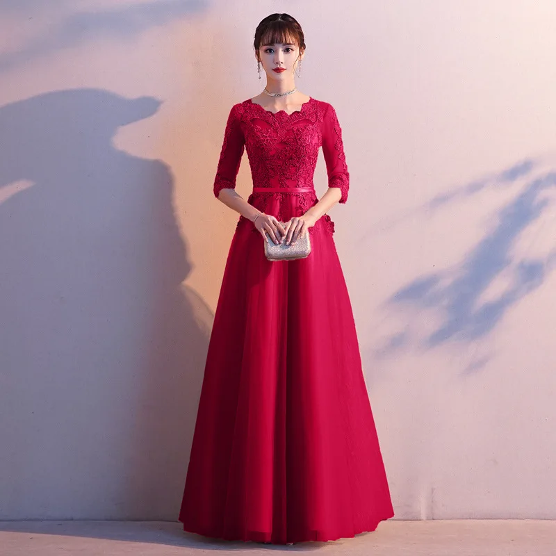 Vestidos de noite elegantes para mulheres 2026 novo outono banquete elegante reunião anual temperamento magro irmãs vestidos de dama de honra