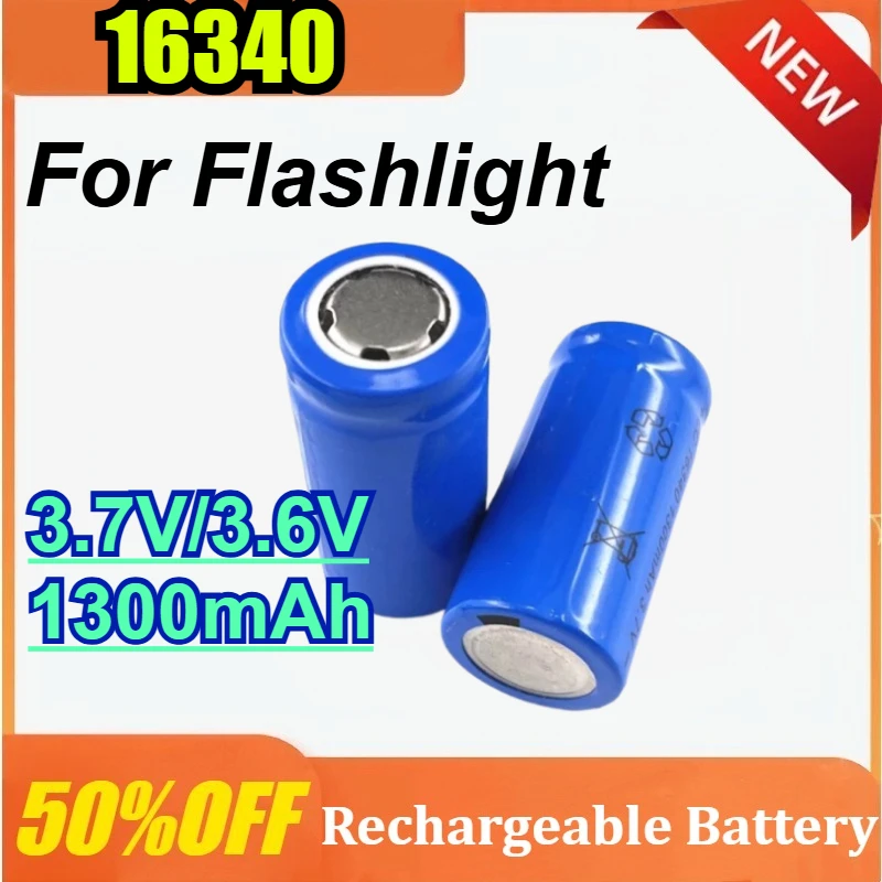 

4PCS 16340 for Flashlight Rechargeable Battery Charger 3.7V/3.6V 1300mAh Rechargeable Battery with USB Charger