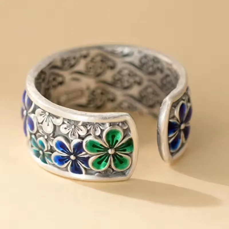 XIYANIKE Ethnic Drip Glaze Flower Adjustable Rings For Women Classic Sweet Fashion New Jewelry Gift Party Birthday anillos