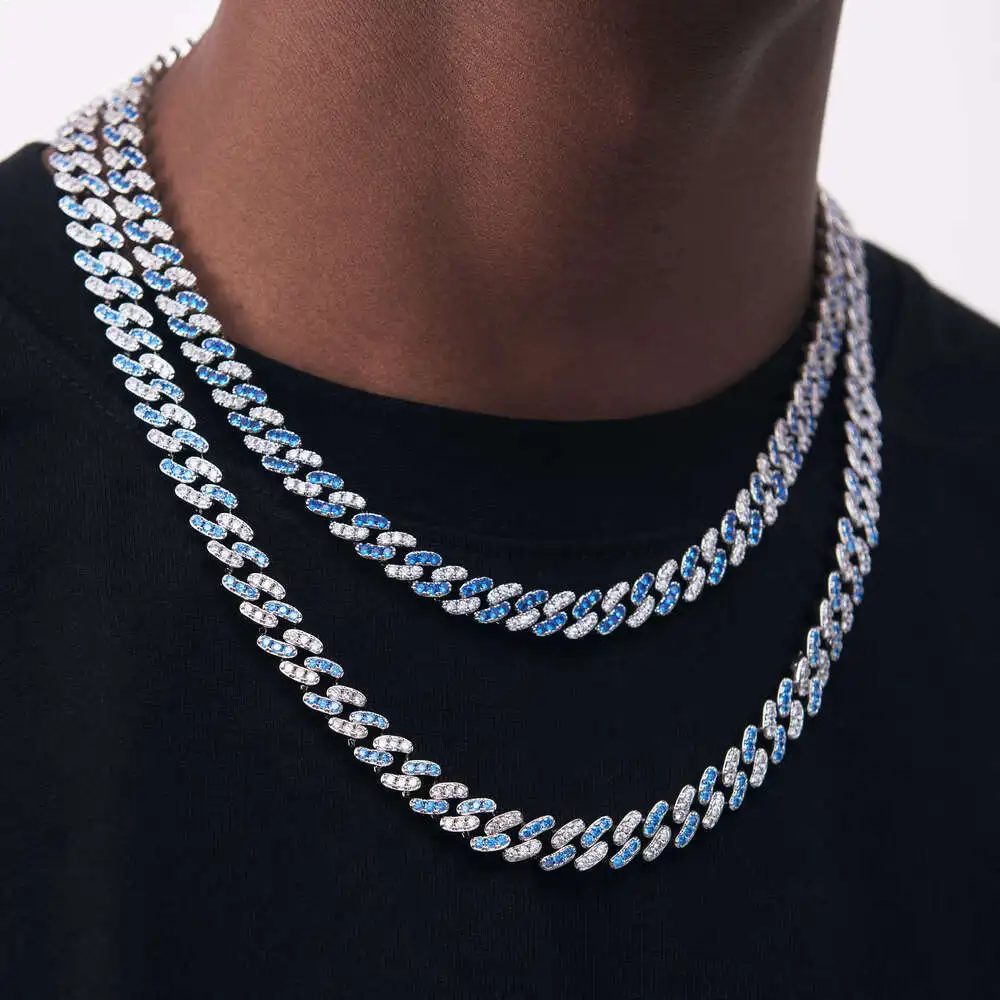

Wholesale Qianjian Hip Hop Vvs Mossanite Cuban Necklace Dropshipping Silver Iced Out Cuban Link Moissanite Chain