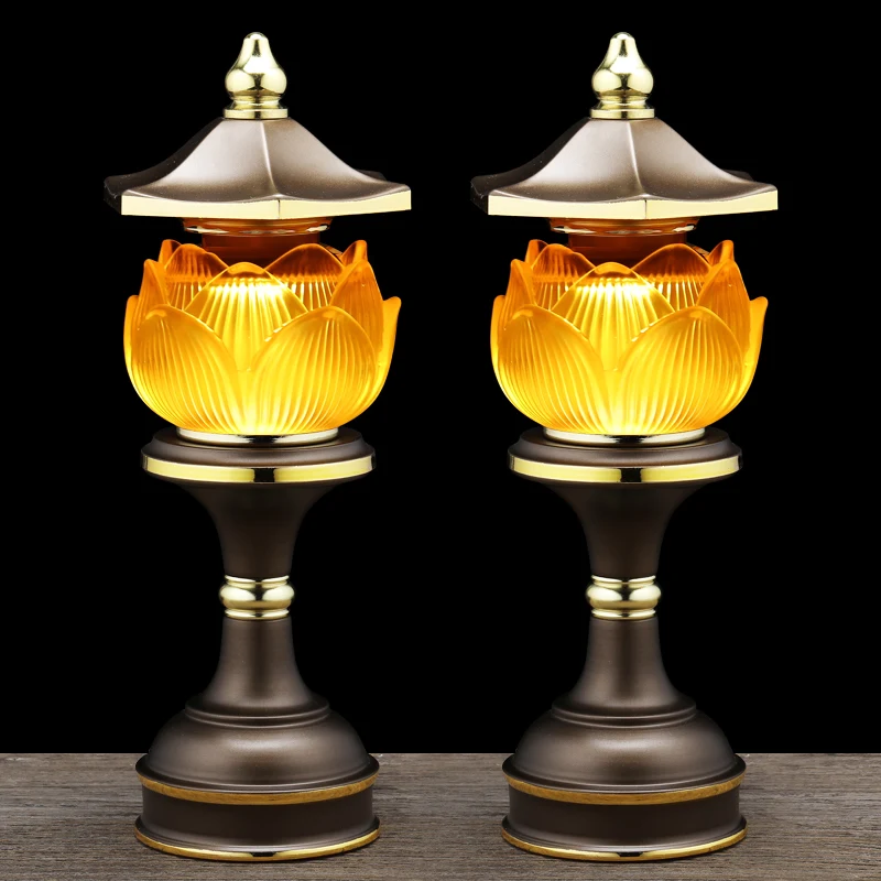 A Pair 2PCS Wholesale Buddhism supply HOME Shop temple altar Buddhist worship high grade LED buddha Light 30cm tall