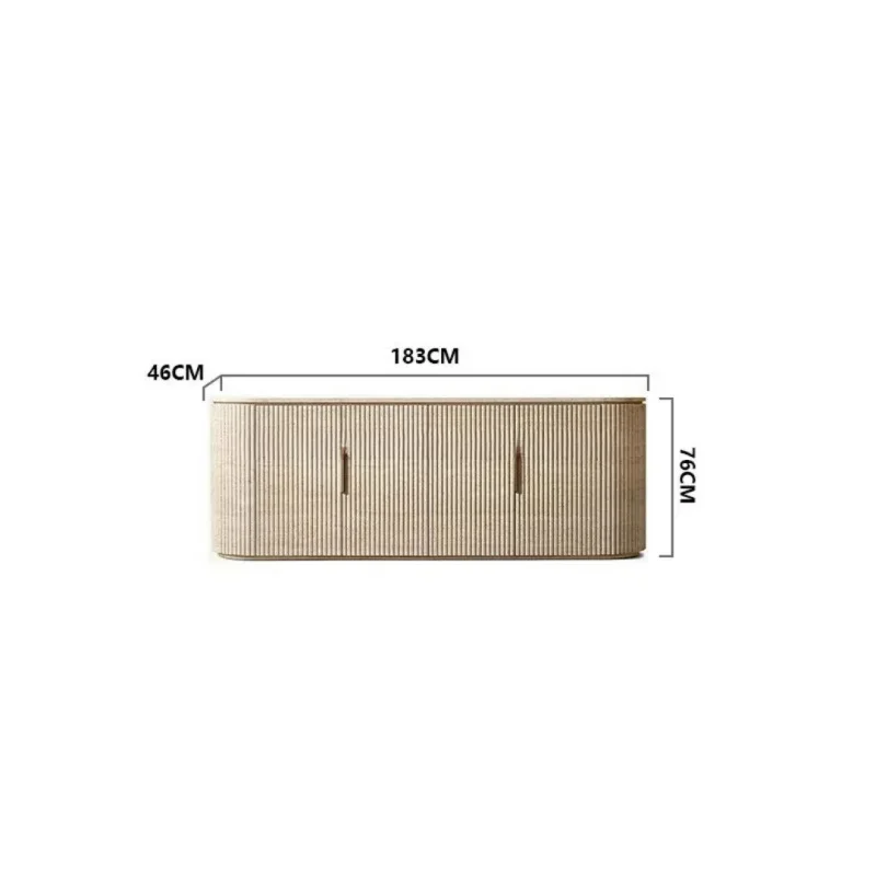 Beige Limestone Door Side Standard Buffet Cabinet Restaurant Natural Stone Sideboard Storage Furniture For Dining Area