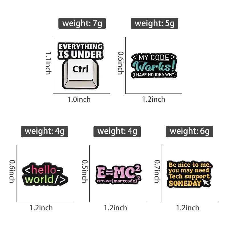 Scientific Program Code Series Enamel Pins Custom Periodic Table Of Elements Brooches Backpack Lapel Badge Programmer Jewelry