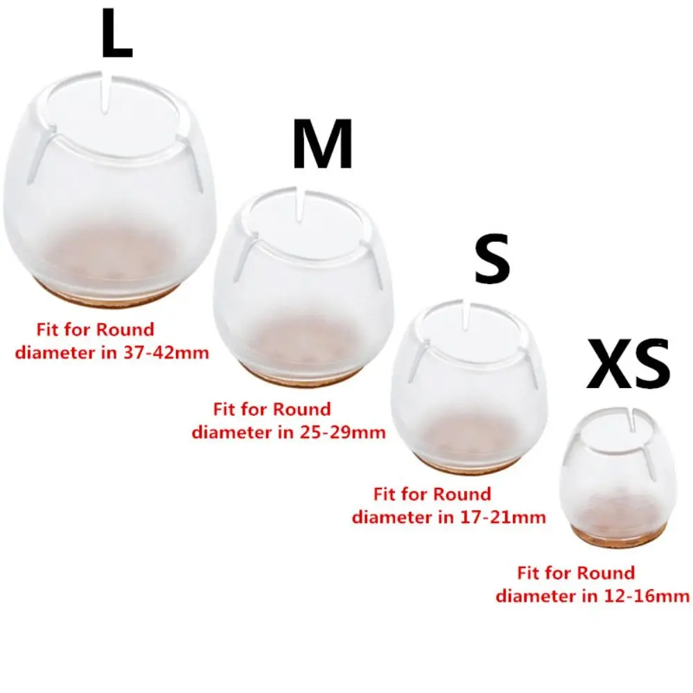 16PCS Durable Non-Slip Round Chair Pads PVC Silent Chair Leg Caps Round With Felt Chair Foot Cover Table Covers