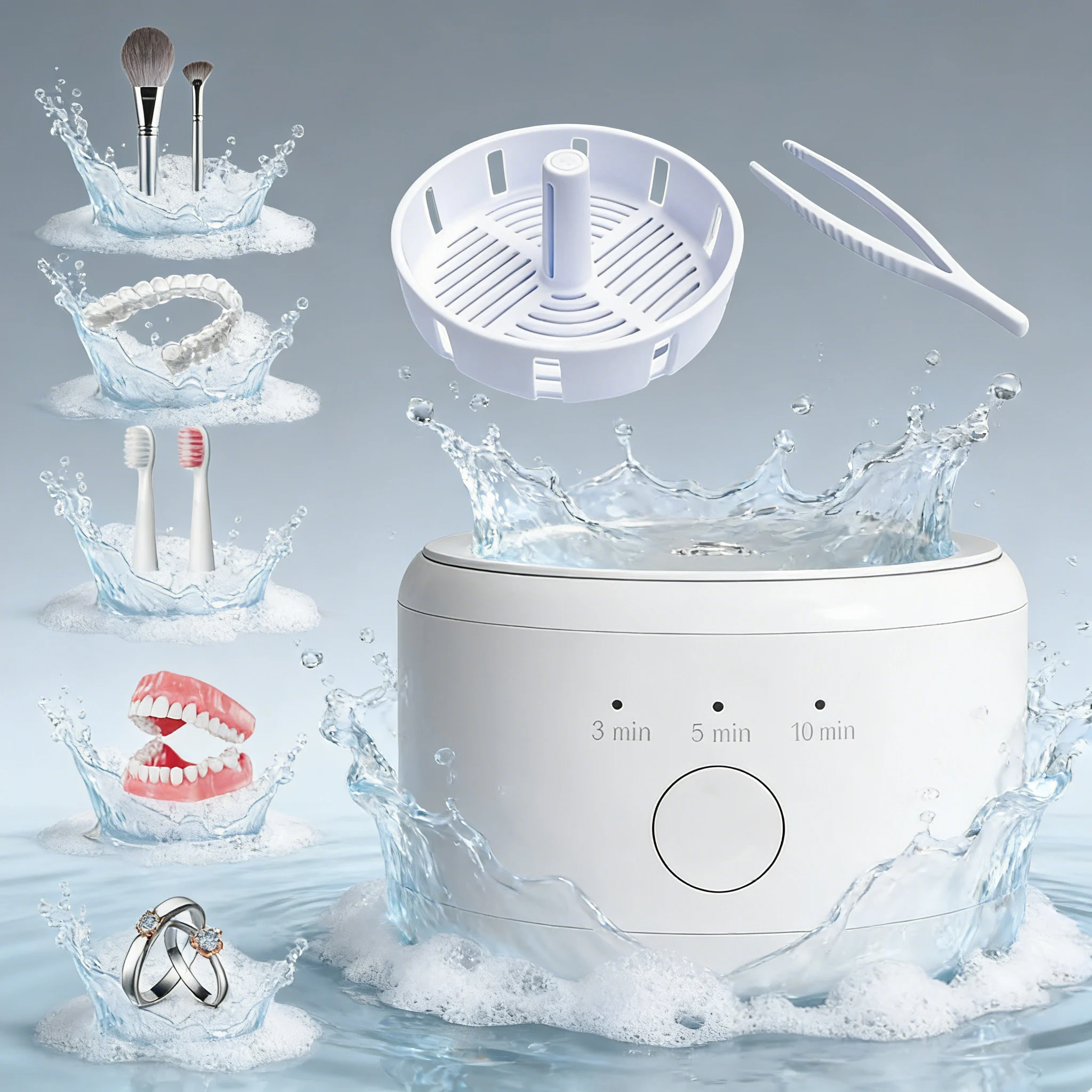 USB Electric Ultrasonic Dental Care Cleaner Multi-Function for Denture Braces Retainer Invisible Cleaning Box Care Machine