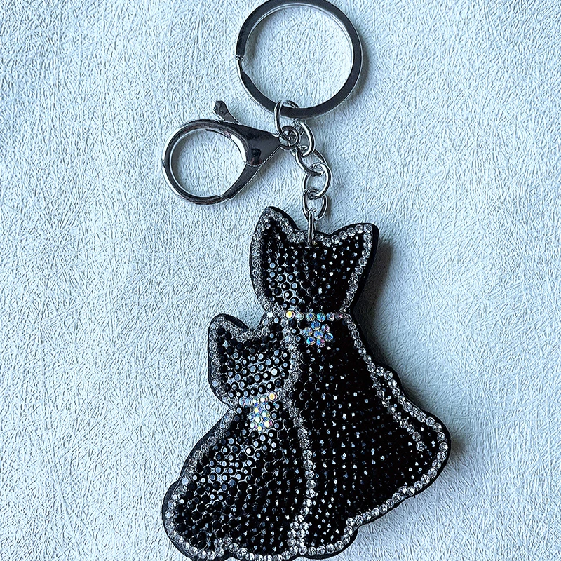 سلسلة مفاتيح على شكل قطة من حجر الراين، سحر حقيبة قطة عناق للعائلات، قلادات محفظة لطيفة على شكل حيوانات لمحبي القطط #4