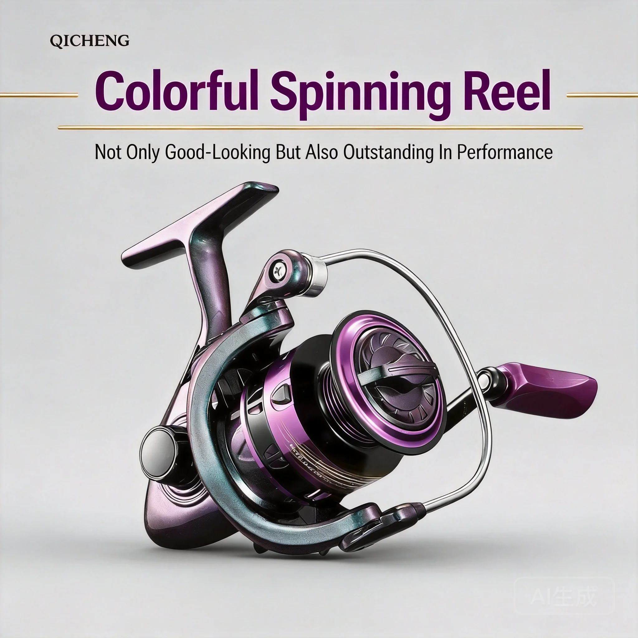 Ice Fishing Line - Carrete de Pesca Giratorio Colorido Morado,