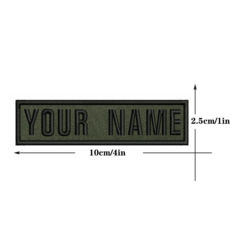 Army Green Background 10X2.5cm Embroidery Custom Name Text Patch Stripes Badge Iron On Or Sew On Or  Patches