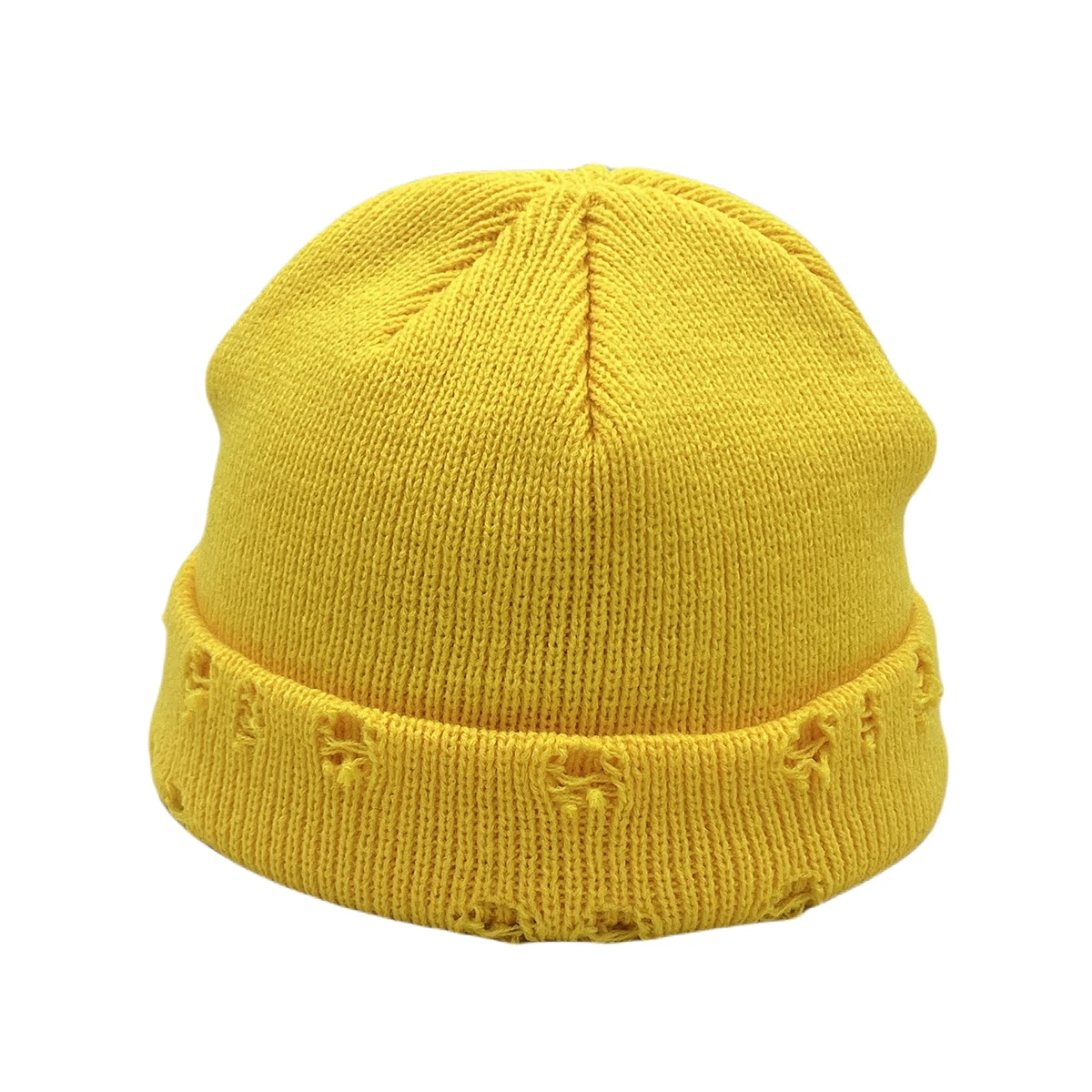 Autumn and Winter Solid Color Piercing Knitted Hat Fashion Accessories Men's and Women's Beanie Hat Street Trend Warm Skull Hat
