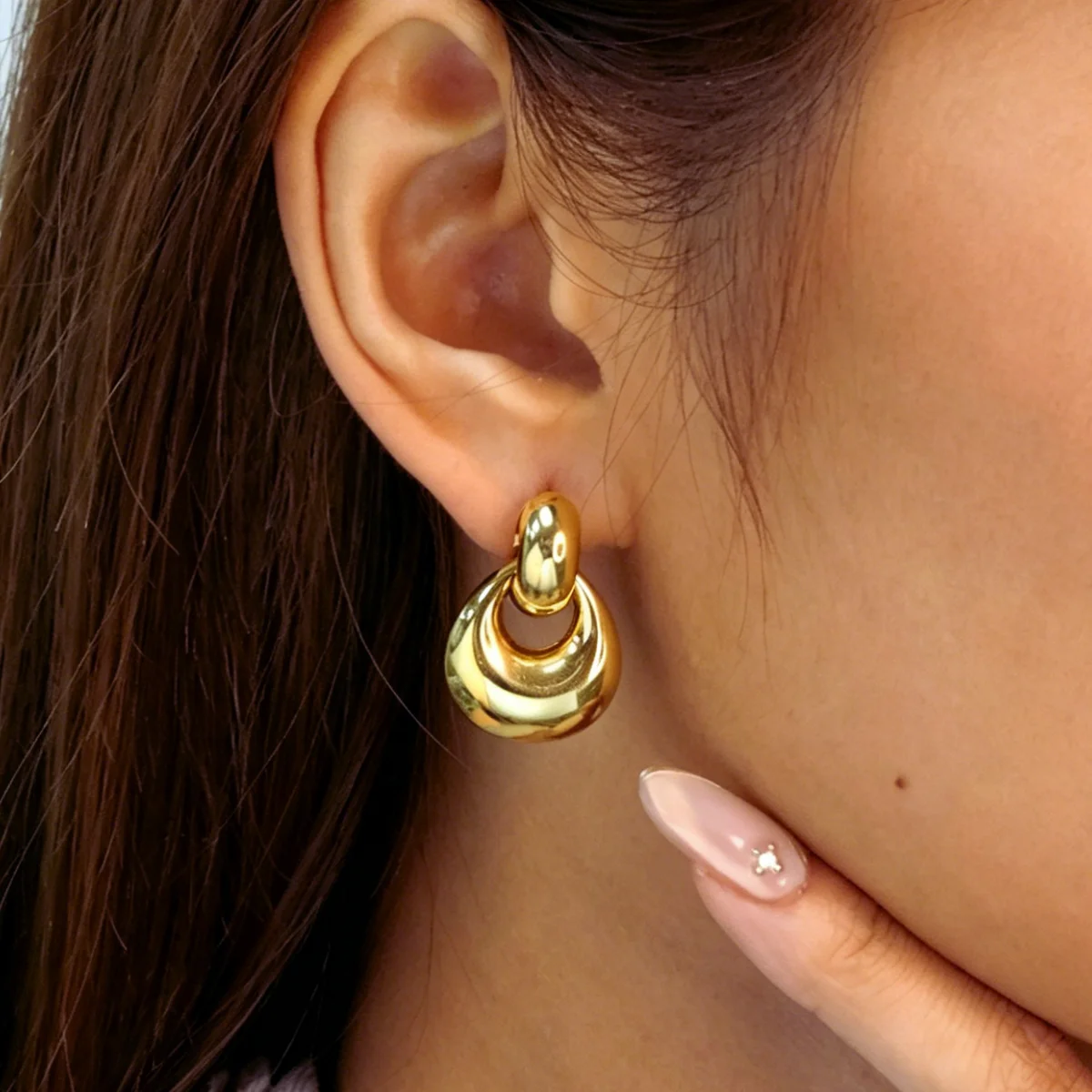 

LUXUKISSKIDS Minimalist Simple Knot Hoop Earring for Women Fashion Geometric Highly Polish Oval Drop Earring Vintage Daily Wear