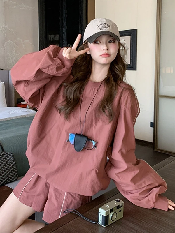 

plus Size Women's Casual Long Sve Hoodie orts Set Spring Summer High Waist Comfortable Faion And Pear Body pes