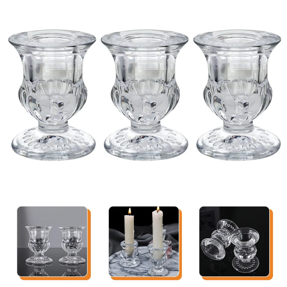

3Pcs Clear Glass Holders Romantic Luxury Festival Wedding Table Centerpiece Decor Holder Candlestick Holder