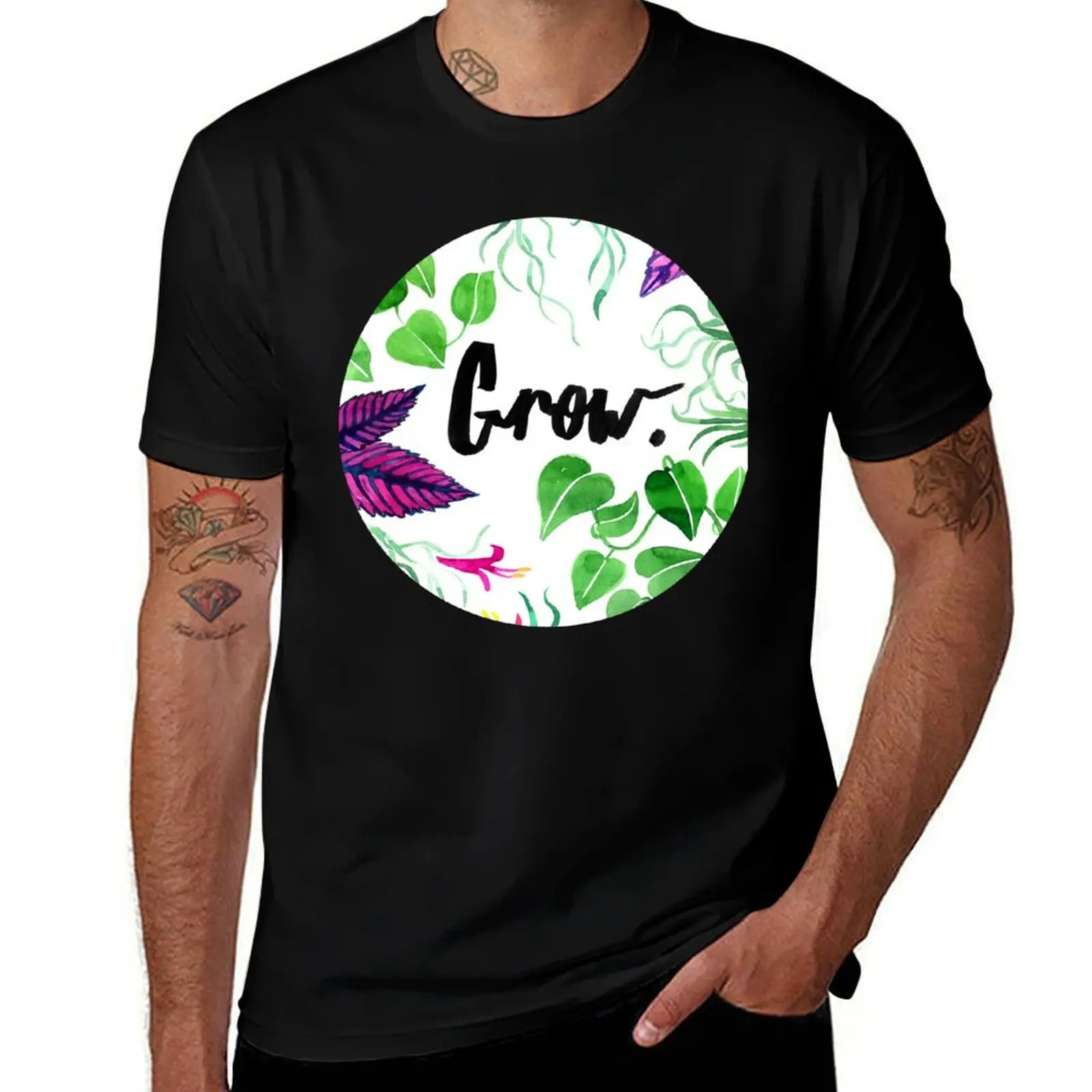 Be Like Plants and Grow T-Shirt Simple Casual Short Sleeve Cotton T-Shirt
