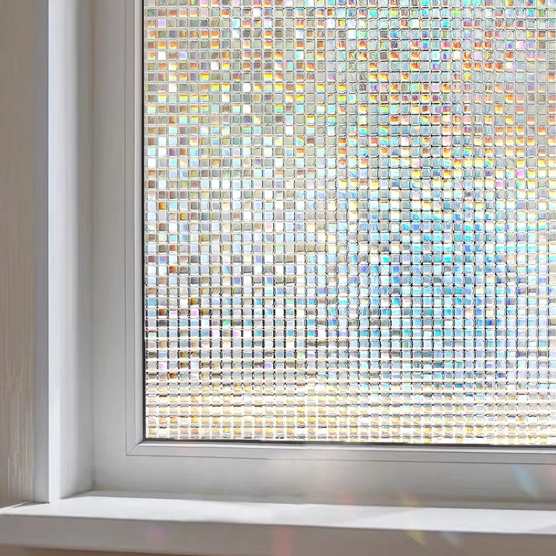 NONE Sichtschutzfolie für Fenster, statisch haftet, Vinyl, 3D-Aufkleber, Regenbogenfolie für Glastüren, Wärmeregler, Anti-UV 6