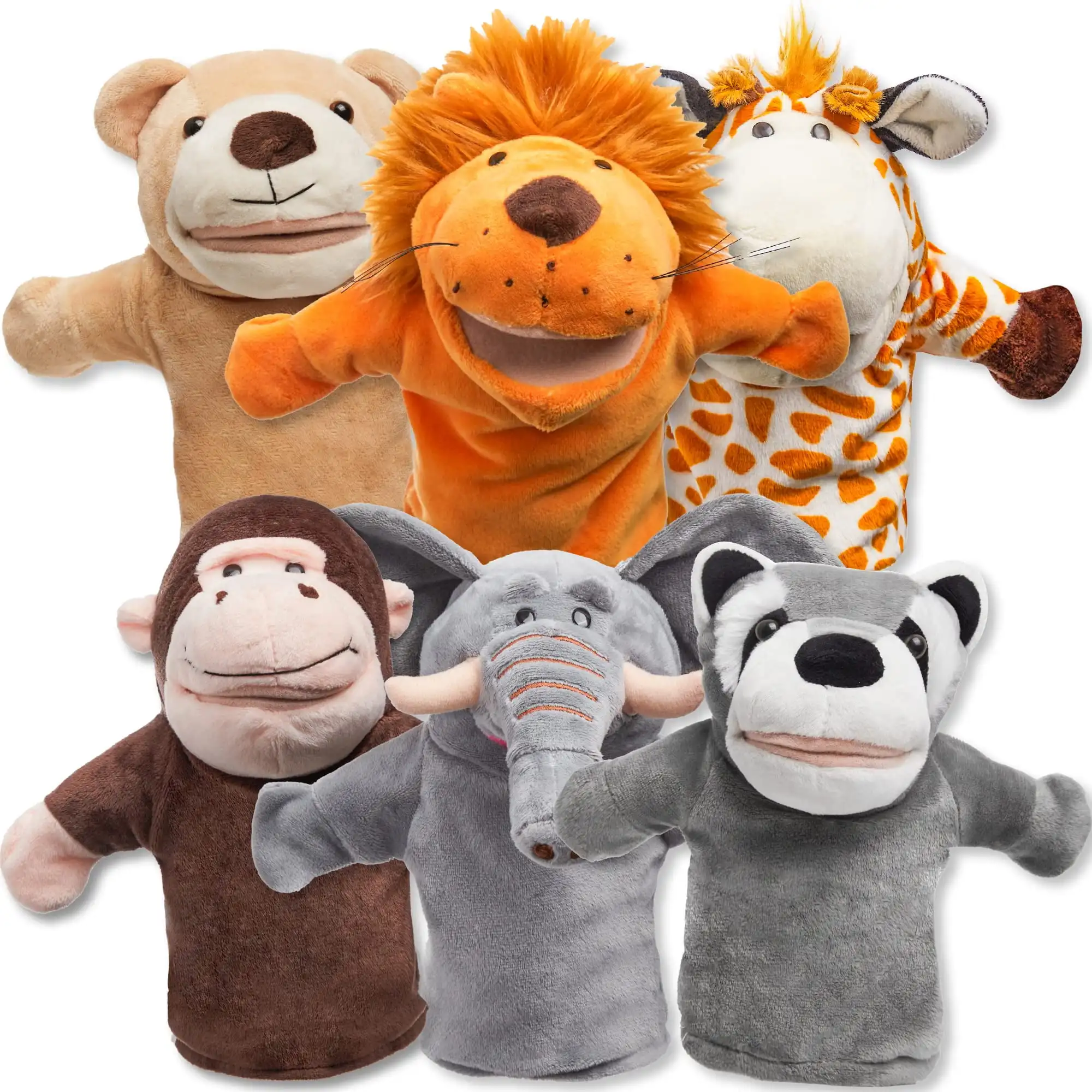 Joyfy 6 uds marioneta de mano para niños con boca, juguete de peluche de animales para niños pequeños para espectáculo teatro regalos de cumpleaños para niños relleno de cesta de Pascua