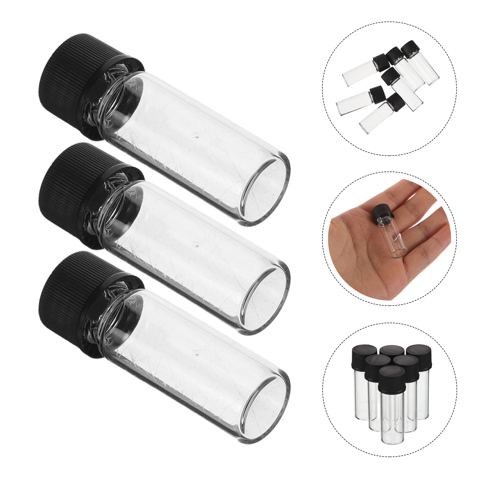 

100 Pcs Glass Vials with Screw Caps Mini Cosmetics Small Bottle Empty Clear for Lab