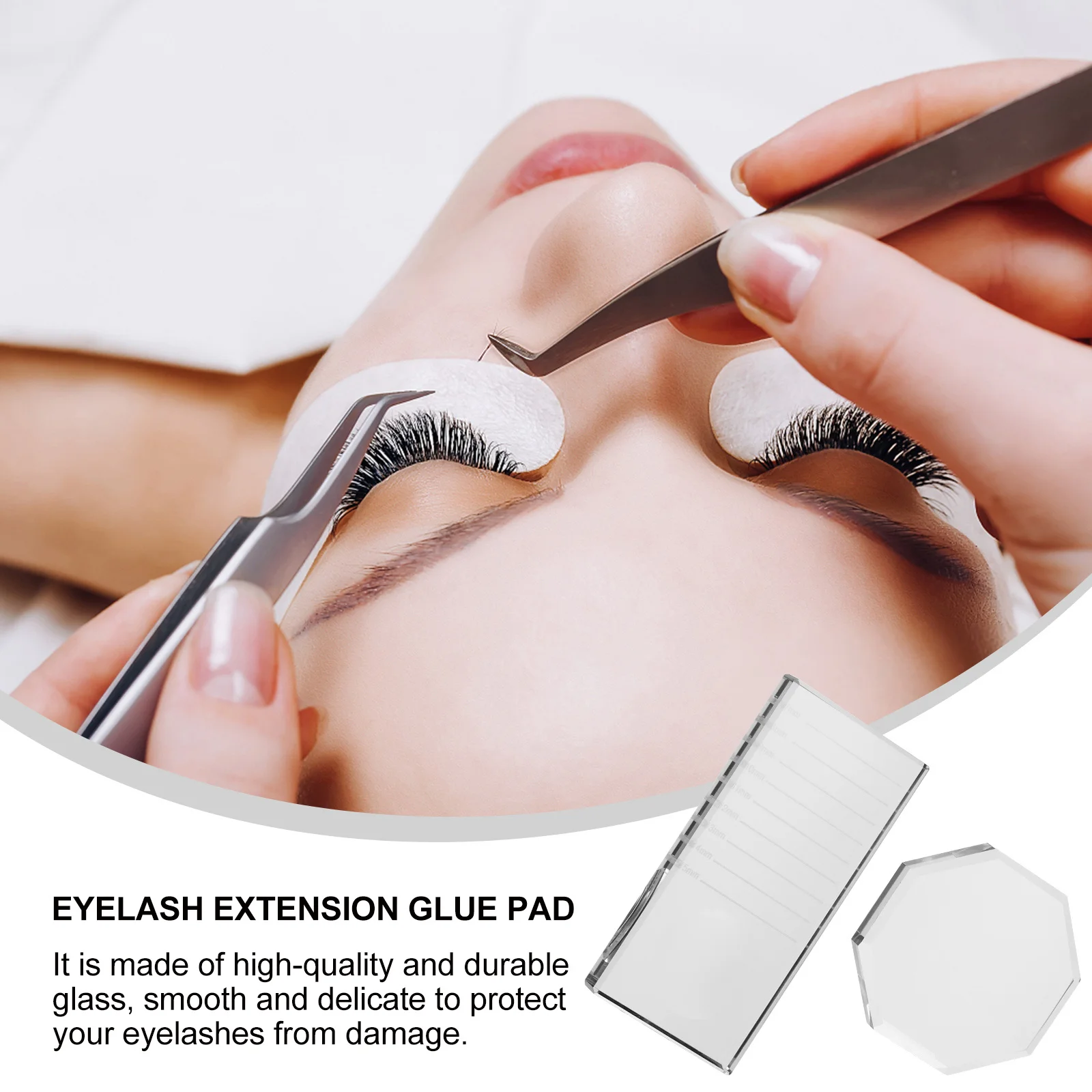 

2Pcs Eyelash Extension Glass Holder Smooth Delicate Protect Lashes Portable Size Accessories Glass Eyelash Extension Holder