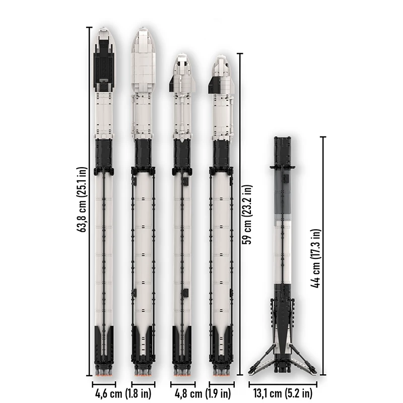 SpaceX Falcon Heavy 1:110 Scale Model Moc Building Blocks Diy Assemble Bricks Space Series Educational Creative Toys Xmas Gifts