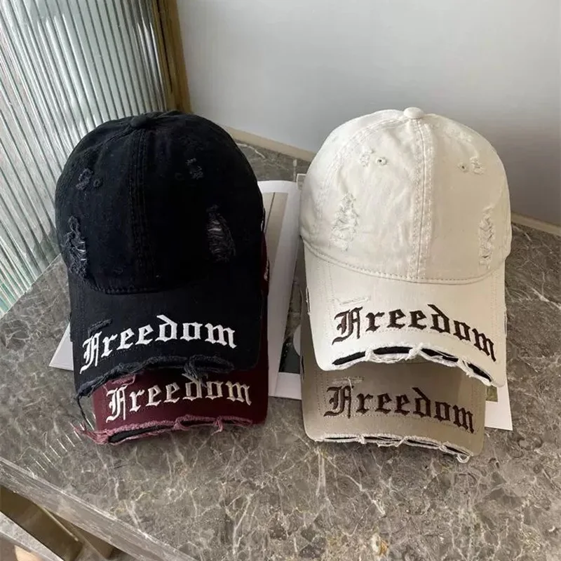 

Korean Spring New Broken Washed Denim Short Brim Cap Children's Personality Half Brim Baseball Cap Men Fashion Kpop Hats