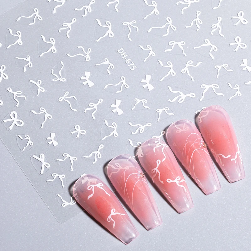 DIY Manicure Supplies Decor Bowknot Ribbon Nail Stickers Mini Kawaii Lace Bow Tie Design Self-Adhesive Nail Art Decals