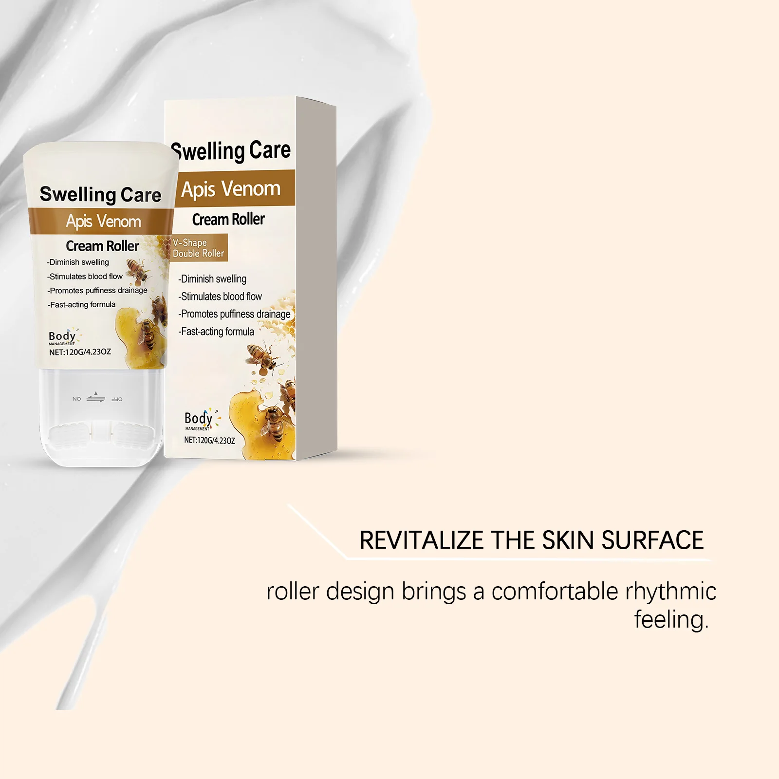Hydrating Neck Roller Cream - Enhances Skin Elasticity, Plumps & Deeply Moisturizes, Face & Body Smooth Contour Care