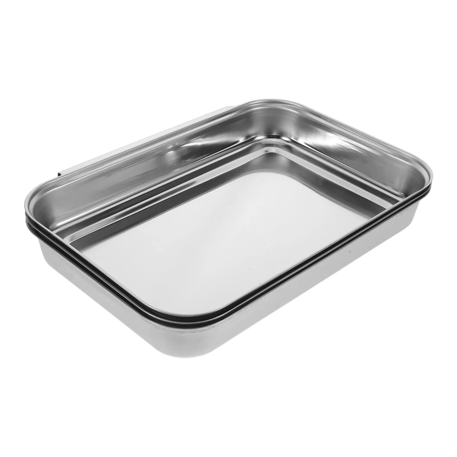 Juego de 1 bandeja de acero inoxidable para rebozar, recipientes apilables entrelazables para pollo, carne, harina, huevo, pan rallado y marinado