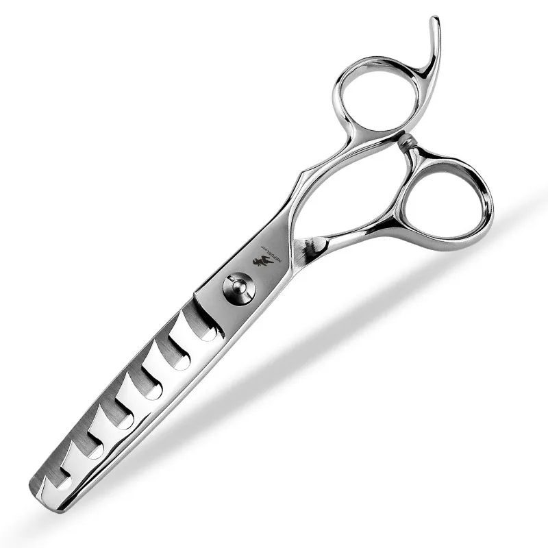NEPURLson 6.0-inch 6-tooth bright-colored fishbone scissors personalized hair scissors  made of JP440C  sharp smooth