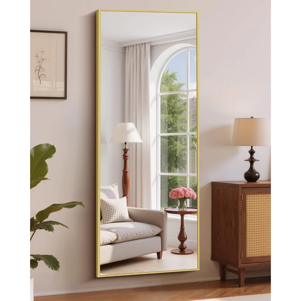 대형 전신 거울 (알루미늄 프레임, 가정용 장식 - 침실, 거실, 벽걸이 가능)