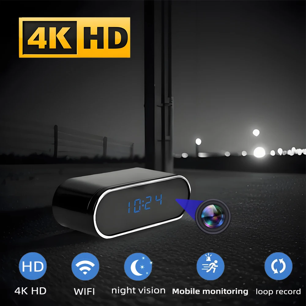 4K HD improved new mini camera, improved clarity, night vision function, mobile detection, remote viewing, wireless WiFi camera