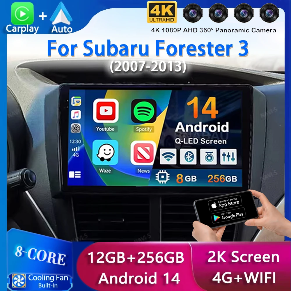 

Android 14 Carplay Auto 4G+WiFi 2din DVD For Subaru Forester 3 SH 2007-2013 Car Radio Multimidia Player GPS Stereo Head Unit DSP