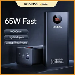 ROMOSS PEA40PRO Power Bank 40000 mAh 65 W szybkie ładowanie USB C bateria zewnętrzna przenośny Powerbank do laptopa iPhone 15 Xiaomi Huawei