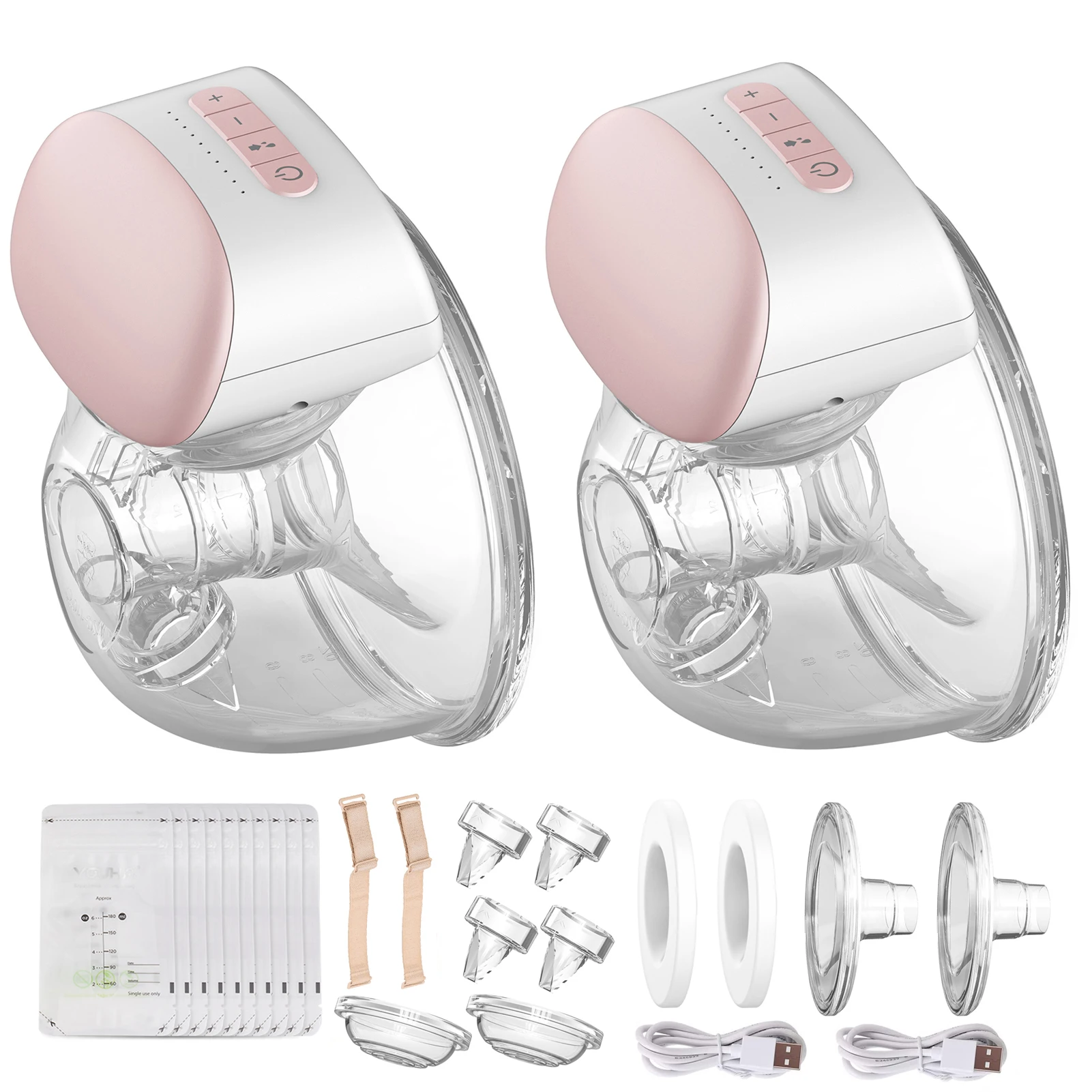 Bebebao Wearable Electric Breast Pump Hands Free Breast Cup 8oz/240ml BPA-free 3 Modes 10 Suction Levels for Breastfeeding