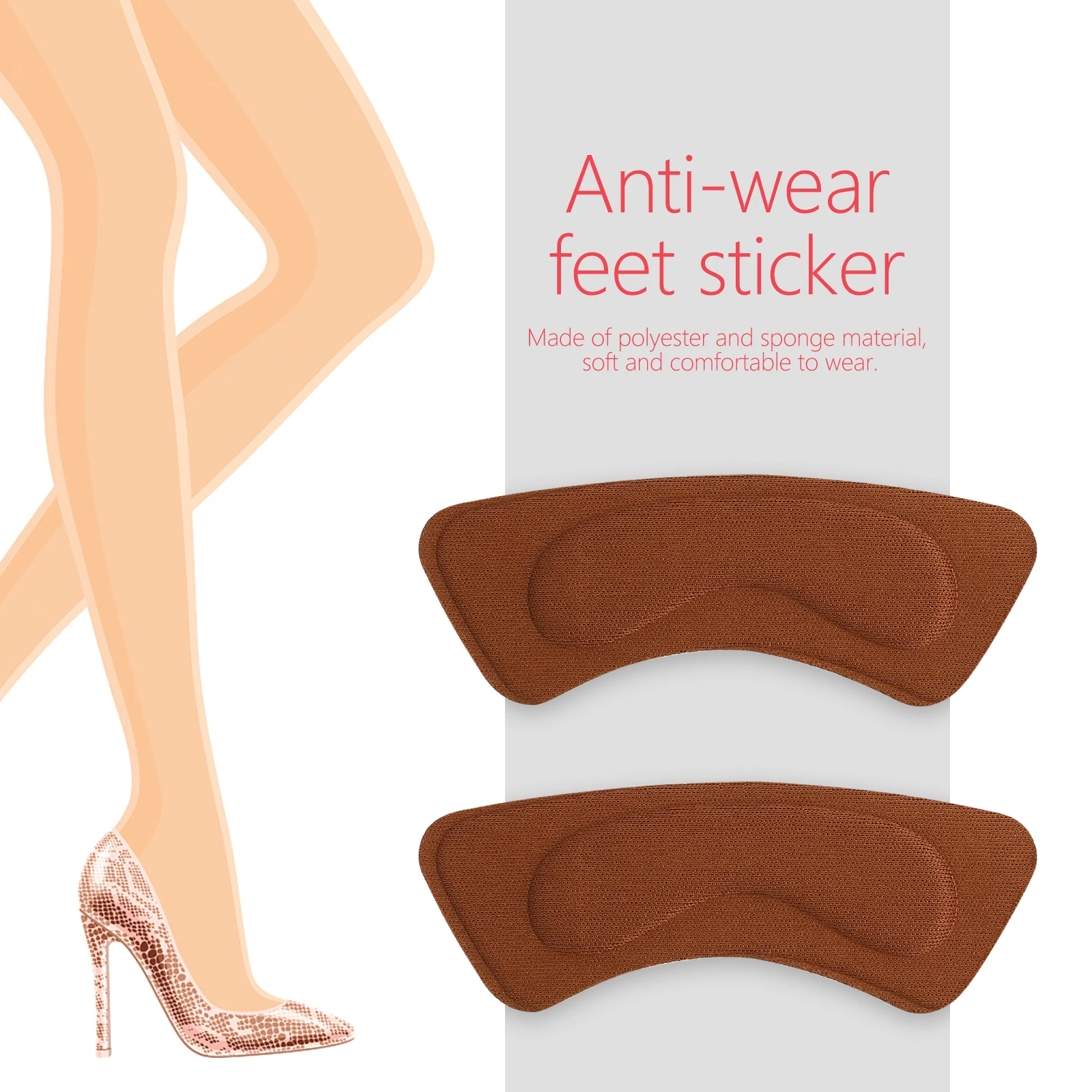 

8Pairs Heelpiece Stickers for High Heels Back Cushion Pads Thickened Anti-Slip Breathable Adhesive Heel Pads Protect Feet from
